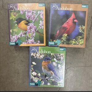 Audubon Bluebird , Oriole, Cardinal 500 pc Jigsaw Puzzle Buffalo Lot 3 Sealed